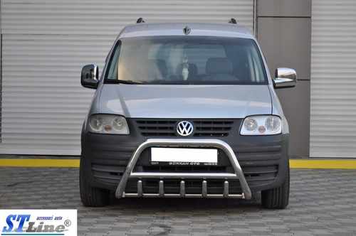 Кенгурятник WT003 (нерж) 60мм, без напису для Volkswagen Caddy 2004-2010 