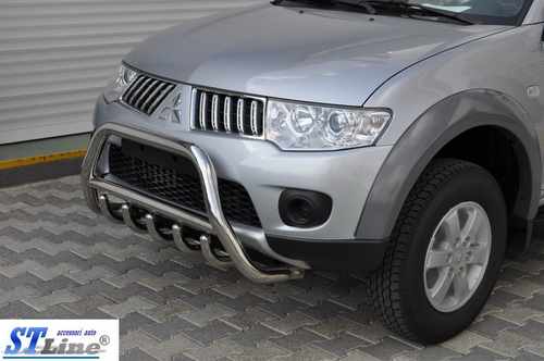 Передній захист QT007 (нерж.) для Mitsubishi Pajero Sport 2008-2015