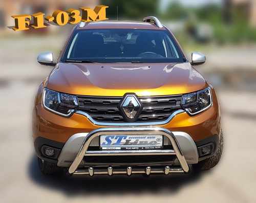 Кенгурятник без напису WT003 (нерж.) для Dacia Duster 2018+ 