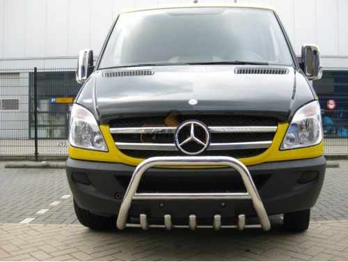 Кенгурятник WT003 (нерж.) 60мм, з написом для Mercedes Sprinter 2006-2018 