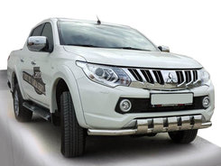Передняя защита ST015 (нерж) для Mitsubishi L200 2015+