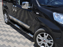 Бічні труби (2 шт., нерж.) Ø70, з пластиковими підставками для Citroen Nemo 2008-2024 рр