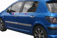 Зовнішня окантовка стекол (4 шт, нерж) для Peugeot 307