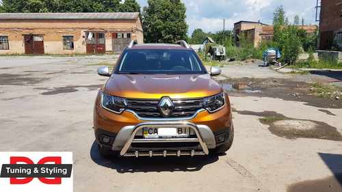 Кенгурятник без напису WT003 (нерж.) для Dacia Duster 2018+ 