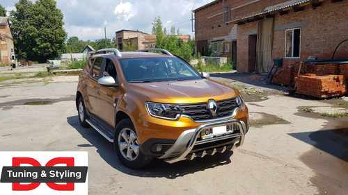 Кенгурятник без напису WT003 (нерж.) для Dacia Duster 2018+ 