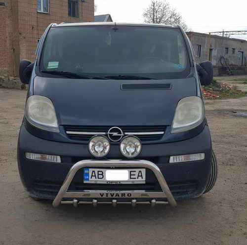 Кенгурятник WT003-4 (нерж.) З написом для Opel Vivaro 2001-2015 