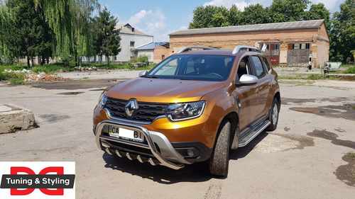 Кенгурятник без напису WT003 (нерж.) для Dacia Duster 2018+ 