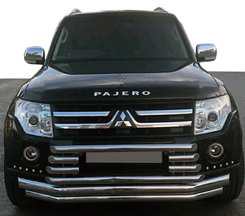 Передняя защита ST015-9 (нерж.) для Mitsubishi Pajero Wagon IV