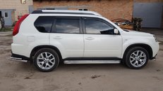 Бокові пороги Premium (2 шт., нерж.) Ø42 для Nissan X-trail T31 2007-2014рр