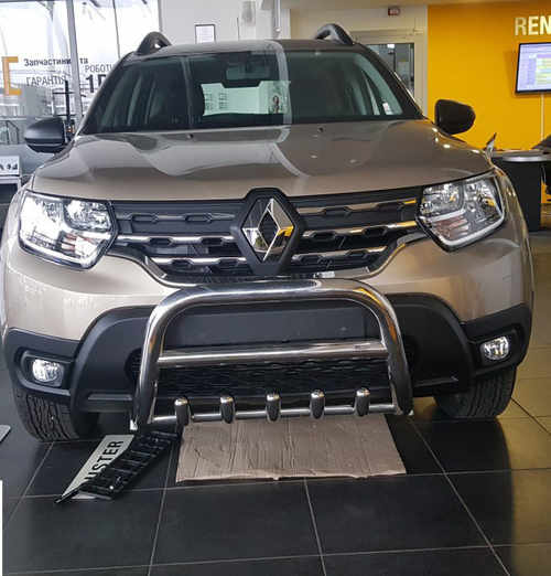 Кенгурятник без напису WT003 (нерж.) для Dacia Duster 2018+ 