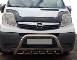 Кенгурятник WT003-4 (нерж.) З написом для Opel Vivaro A 2001-2015