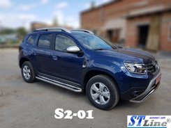 Бокові пороги Premium (2 шт., нерж.) Ø60 для Renault Duster 2018+