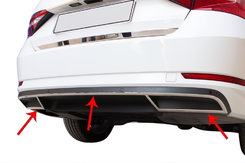 Накладки на торець бамперу Carmos (3 шт, нерж) для Skoda Superb 2016-2024 рр