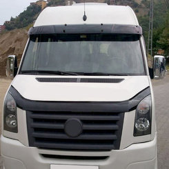 Козирок на лобове скло на рамі V2 (чорний глянець, 5мм) для Volkswagen Crafte, Mercedes Sprinter 2006-2017рр.