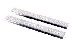 Накладки на пороги Carmos (2 шт, нерж) для Opel Corsa C 2000↗ мм.
