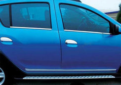 Зовнішня окантовка вікон (4 шт., нерж.) Carmos - Турецька сталь для Dacia Sandero 2007-2013 рр.
