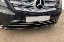 Накладки на решітку бампера (2 шт, нерж) Vito вантажний (хром) для Mercedes Vito / V W447 2014↗ мм.