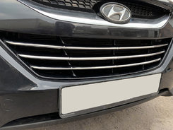 Смужки на решітку радіатора (3 шт, нерж) для Hyundai IX-35 2010-2015рр.