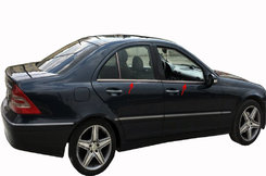 Окантовка стекол (нерж.) 4 шт, Sedan, OmsaLine - Італійська нержавейка для Mercedes C-class W203 2000-2007рр.