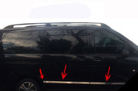 Молдинг дверний (6 частин, нержавійка) Коротка/Середня, 2 бокові двері для Mercedes Vito / V W447 2014↗ мм.