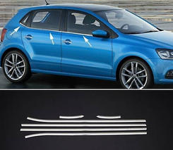 Окантовка вікон HB (6 шт, нерж) для Volkswagen Polo 2010-2017 рр.