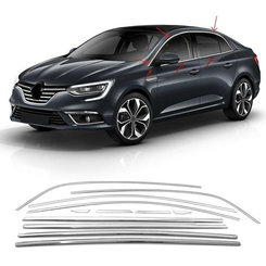 Повна окантовка вікон (Sedan, 12 шт., нерж.) Carmos - Турецька сталь для Renault Megane IV 2016↗ мм.