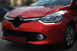 Накладки на решітку радатора OmsaLine (2 шт., нерж.) Хром для Renault Clio IV 2012-2019 рр.