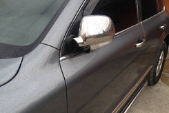 Накладки на дзеркала 2003-2007 (2 шт., нерж) Carmos - Турецька сталь для Volkswagen Touareg 2002-2010 рр.