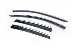 Ветровики Seat Leon 5F 2013-2020, хэтчбек, с хромированным молдингом, Niken (4 шт)