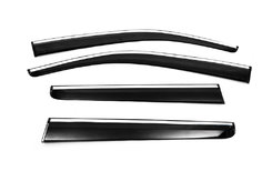 Ветровики с хромом (4 шт, Sunplex Chrome) для Nissan Navara 2006-2015 гг.