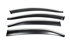 Ветровики Volkswagen Jetta Mk6 2011-2018, с хромированным молдингом, Sunplex (4 шт)