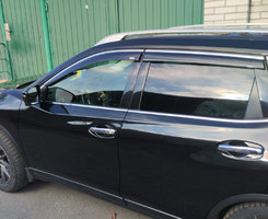 Ветровики с хромом (4 шт, Niken) для Nissan X-trail T32 /Rogue 2014↗ гг.