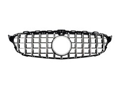 Решітка радіатора Mercedes C-Class W205 2014-2018 год GT Chrome Black під камеру