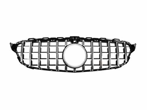 Решітка радіатора Mercedes C-Class W205 2014-2018 год GT Chrome Black під камеру