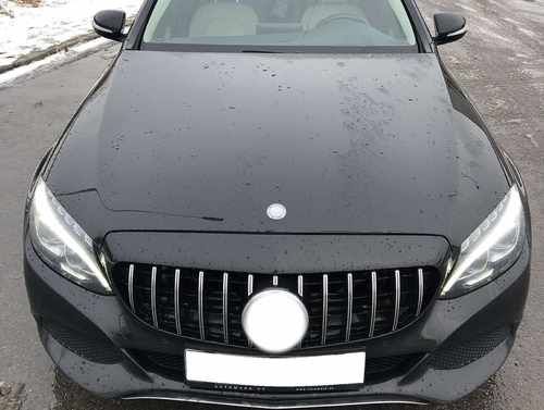 Решітка радіатора Mercedes C-Class W205 2014-2018 год GT Chrome Black під камеру