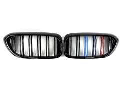 Решітка радіатора ніздрі BMW 5 Series G30/G31 2017-2020рік Чорний Глянець Триколор