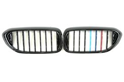 Решітка радіатора ніздрі BMW 5 Series G30/G31 2017-2020рік Чорний Глянець Триколор (1-bar)