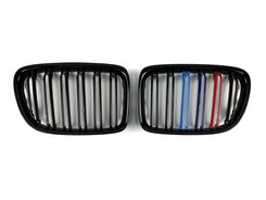 Решітка радіатора ніздрі BMW X1 Series E84 2009-2015рік Чорні Глянцеві Триколор