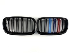 Решітка радіатора ніздрі BMW X6 Series E71 2008-2014рік Чорний Глянець Триколор