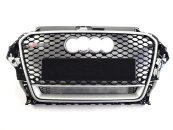 Решітка радіатора Audi A3 2013-2016 рік Чорна з Сірою Рамкою (QUATTRO в стилі RS)
