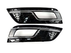 Грати в бампер Audi A4 2011-2015г For ACC в стилі RS Black Silver