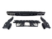 Дифузор з насадками на Mercedes C-Class W205 2014-2018 рік у стилі 19+ C63 AMGчорний з хромом