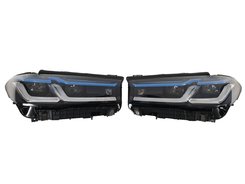 Передние фары Full Led на BMW 5 Series G30 2017-2020 года ( в стиле LCI Laser + блоки )
