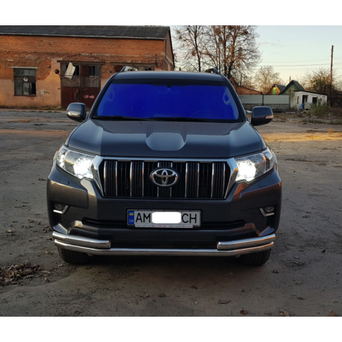 Захист переднього бампера одинарний з куточками для Toyota LC Prado150 2018+