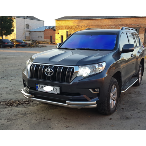 Захист переднього бампера одинарний з куточками для Toyota LC Prado150 2018+