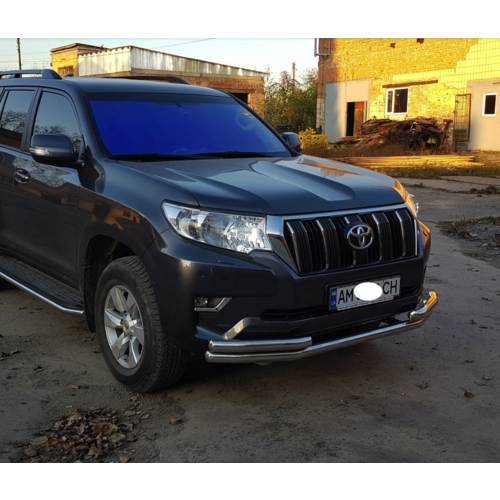 Захист переднього бампера одинарний з куточками для Toyota LC Prado150 2018+
