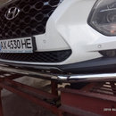 Захист передній одинарний (чорний метал) для Hyundai Santa Fe 2018+