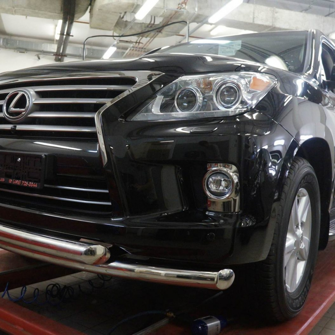 Захист переднього бампера Lexus LX570 (подвійний) d 70/70