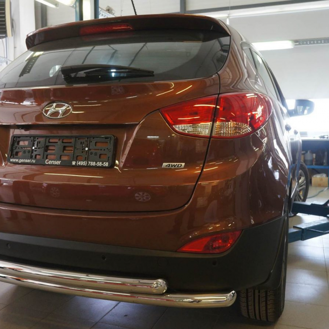 Захист заднього бампера Hyundai IX-35 (2010+) (подвійна) d60/60
