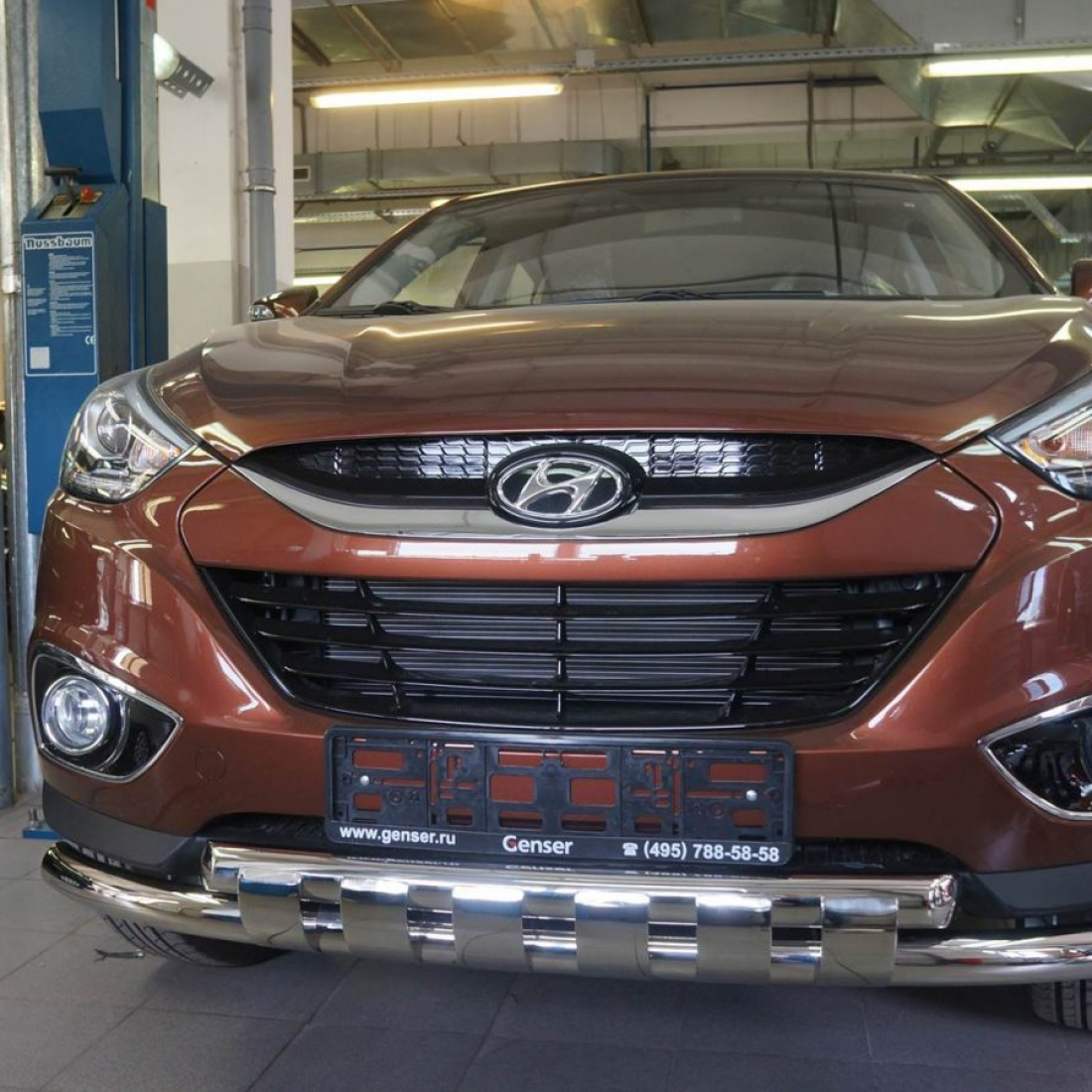 Захист переднього бампера Hyundai IX-35 (2009-) (подвійний Shark) d60/60